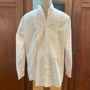 Crafters collection white tuxedo button-down pleated cotton shirt men’s size S